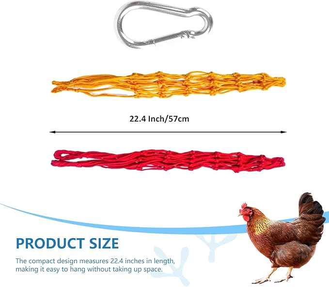 Chicken Vegetable String Bag, Hanging Feeder Toy Vegetable Rack with Hook for Chicken Cage, Poultry Fruit Rack, Cabbage Feeder 4 Sets