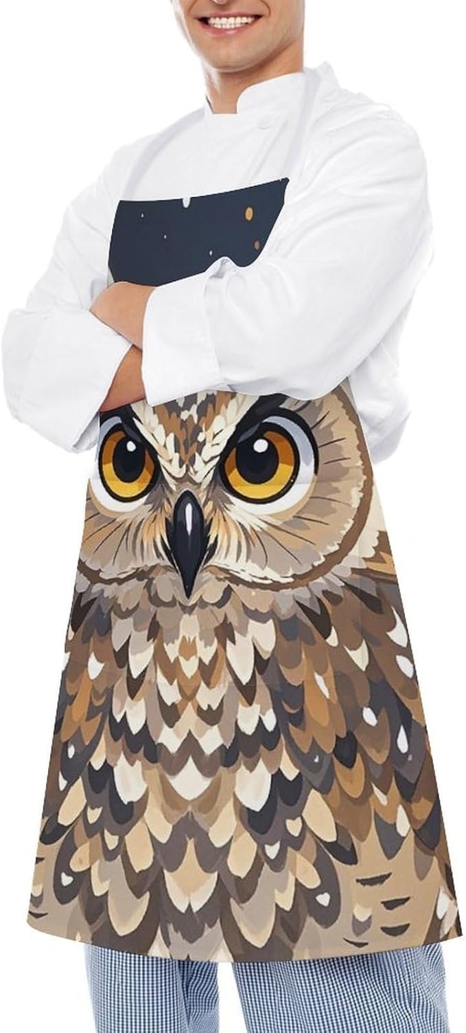Waterproof Apron Adjustable Bib Aprons with Pockets Orange Cat Sleeping Apron Kitchen Aprons for Women Men