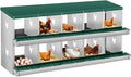 10-Hole Chicken Nesting Box, Rustproof Galvanized Steel, Wall-Mounted Metal Laying Box for Hens, Easy Egg Collection & Cleaning, Roll Away Nest Boxes - Green