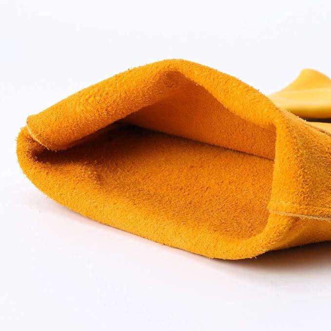Acdyion Thorn Proof Gardening Gloves for Men & Women, Long Cowhide Leather Rose Pruning Gloves with Forearm Protection, Puncture Resistant Gauntlets for Cacti, Blackberries & Yard Work(yellow,Large)