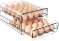 HIYOHIYO Clear 40 Egg Holder for Fridge, High Capacity Egg Storage for Refrigerator, Large Egg Container for Refrigerator, Stackable Eggs Storage Trays for Countertop (2 Layer, 9.8"x 8.5"x 5.5")