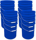 5 Gallon Bucket Only, Made in USA, Food Grade, Durable 90 Mil All Purpose Pail, Contains No BPA Plastic, Premium HPDE, Lids Not Included (Blue, 12)