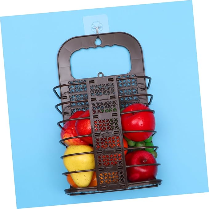 PRETYZOOM Wall-Mounted Fruit and Vegetable Storage Basket Multifunctional Plastic Feeder for Chickens Punch-Free Design for Organizing Produce and Laundry