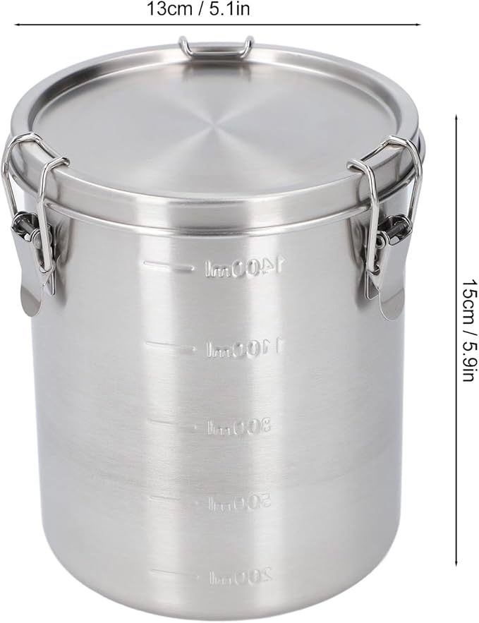 Fockety Airtight Dog Food Storage Container, Stainless Steel Food Canister with Lid and Sturdy Locking Clamp, Dog Cat Bird and Other Pet Food Storage Bin for Rice, Cereral, Grain, Flour