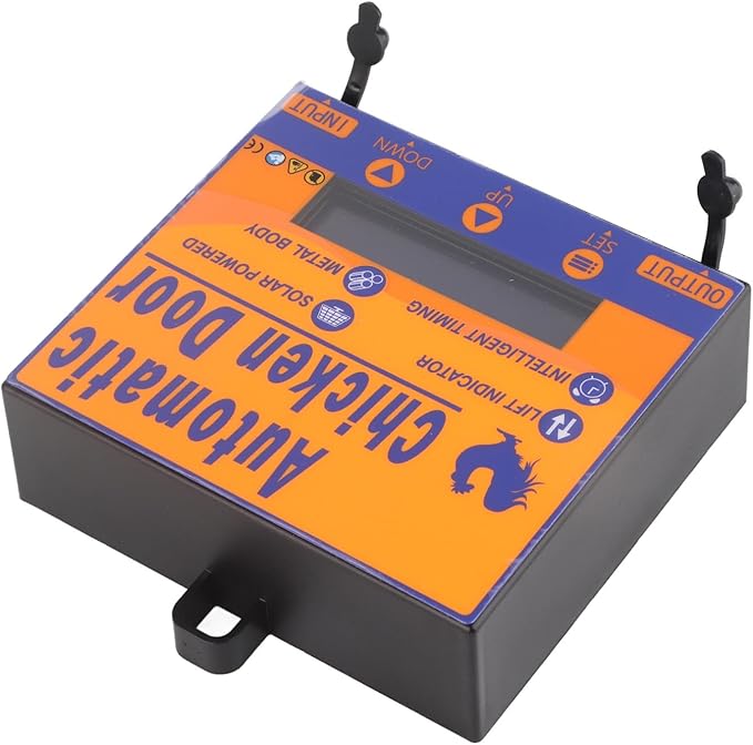 Automatic Chicken Coop Door Solar Powered Programmable Timer Control Aluminum Chicken Door for Poultry Safety Iron Sheet Metal Plastic 37x24.7cm