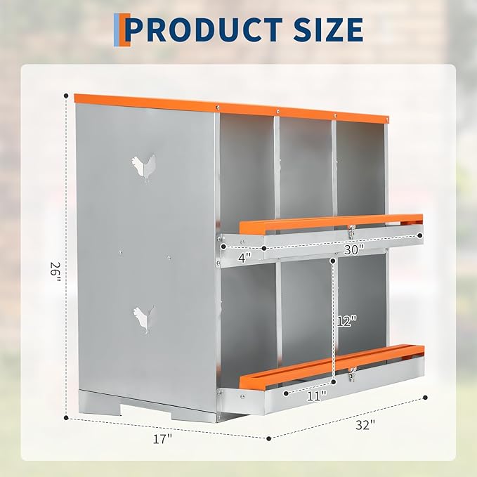 6 Compartment Chicken Nesting Box, Nesting Boxes for Chickens, Chicken Laying Boxes to Protect Eggs, Easy to Clean