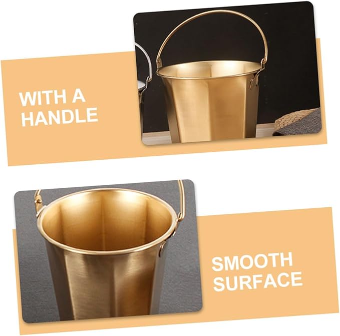 Mikinona Thickened Stainless Steel Water Bucket Handle Portable Multipurpose Container for Camping Outdoor Use and Home Sturdy Water Holder for Farm and Utility