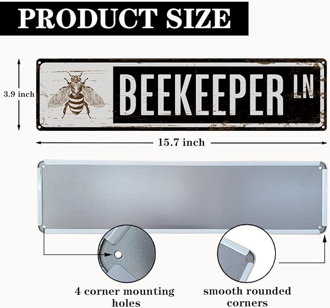 Rustic Apiary Signs, Honey Bee Trail Metal Sign, Funny Bee Signs, Retro Metal Tin Sign, Apis Keeper Decor, Backyard Farm Decor, Outdoor Bee Lover Gifts 15.8x4 Inch