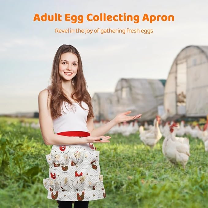 Egg Gathering Holding Apron, Canvas 12 Pockets, Apron Egg Collecting for Duck Chicken Goose Eggs, Egg Carrier Apron Canvas