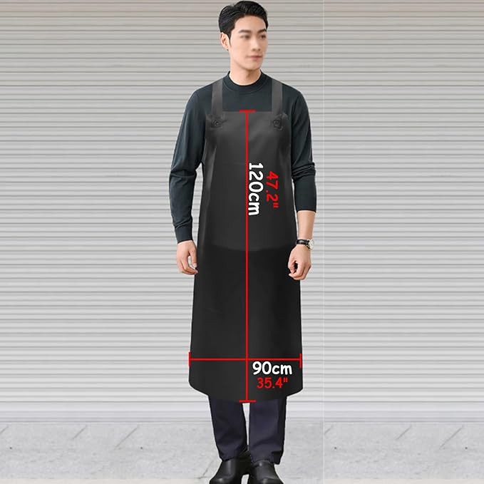 Extended Cowhide Apron Water Proof Oil-resistantly and Wear-resistantly Industrial Aprons H-shaped Shoulder
