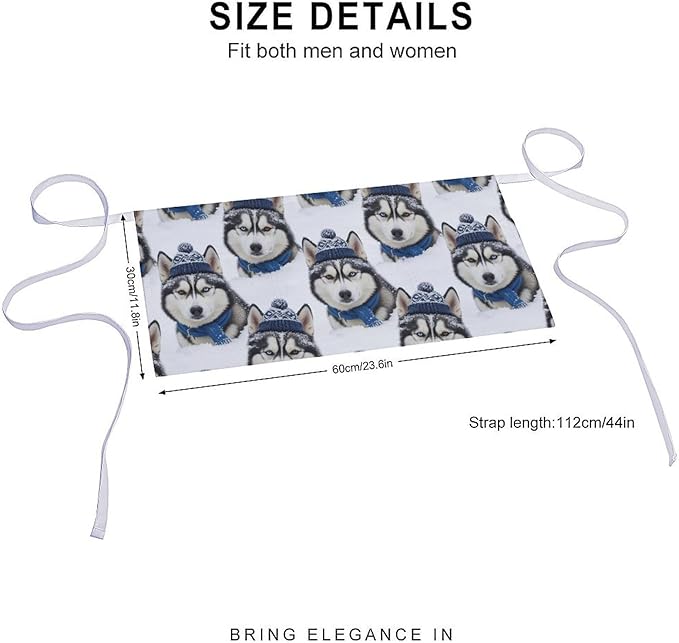 Unisex Apron for Cooking Server Waitress Half Waist Apron with 3 Pockets