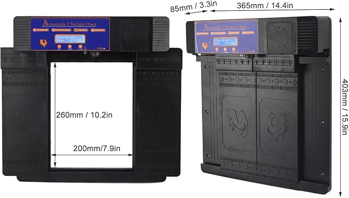 Pilipane Solar Automatic Chicken Coop Door Professional Infrared Prevents Pinch Multi Modes Auto Coop Door with Timer Light Sensor and Remote Control for Chicken Duck Goose Poultry Plastic (Black)