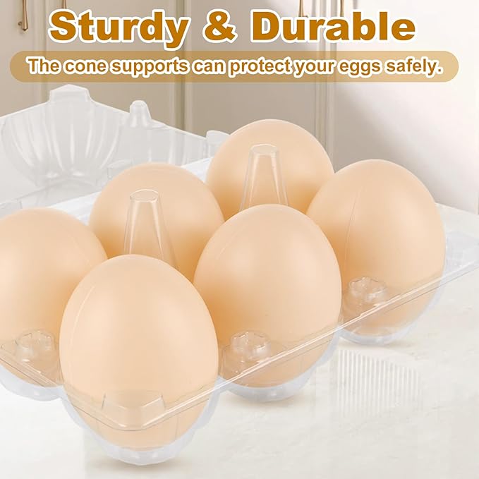 CYEAH 100 Pack Egg Cartons, Chicken Egg Carton 6 Count, Plastic Blank Egg Cartons, Half Dozen Egg Cartons Empty Plastic Egg Carton, Clear Blank Egg Tray for Home Ranch Farm Market Display