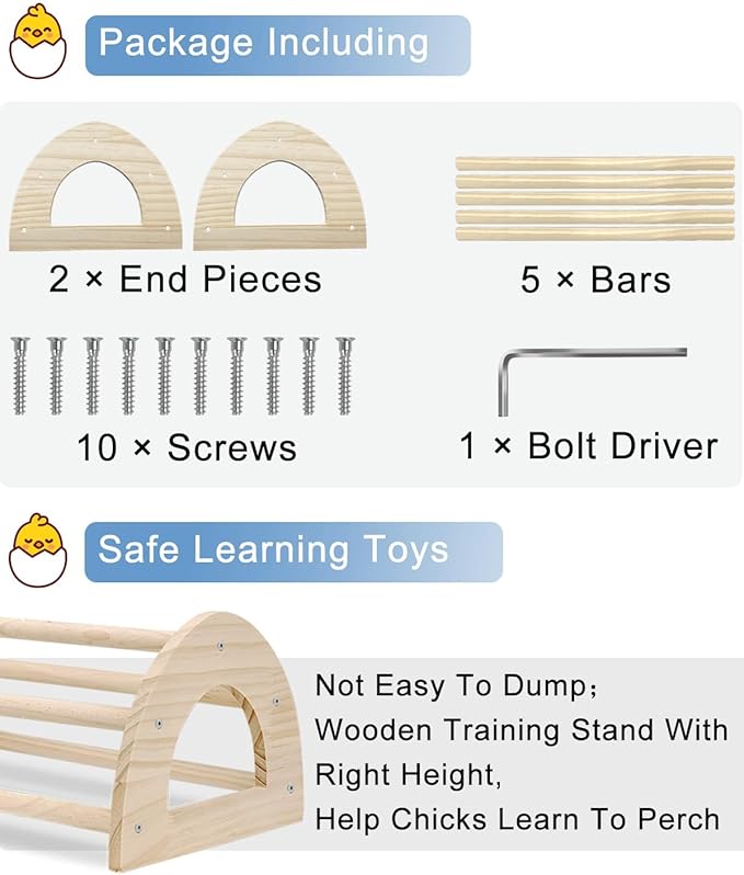 Chicken Perches Roosting Bar - 15.1" x 9.4" x 7" Chicken Roosts and Perches Chick Jungle Gym Toy for Baby Chicks, Hens Large, Roosts, Coop, Brooder