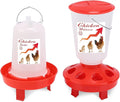 Chick Feeder and Waterer Set Top Fill 3.3LB Feeder and 0.4Gal Waterer with 3 Adjustable Heights Legs for Chicks