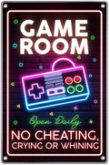 Neon Game Controller Wall Art Room Metal Sign For Teenage Boy Bedroom Nursery Playroom Decoration 8 x 12 Inch Kitchen Vintage Metal Home