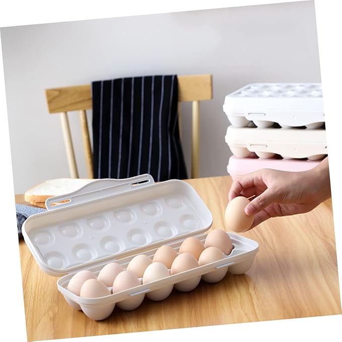 COHEALI Stackable Egg Storage Container 12 Grids Egg Holder for Refrigerator Sturdy Shatterproof Tray Box Practical Kitchen Organizer