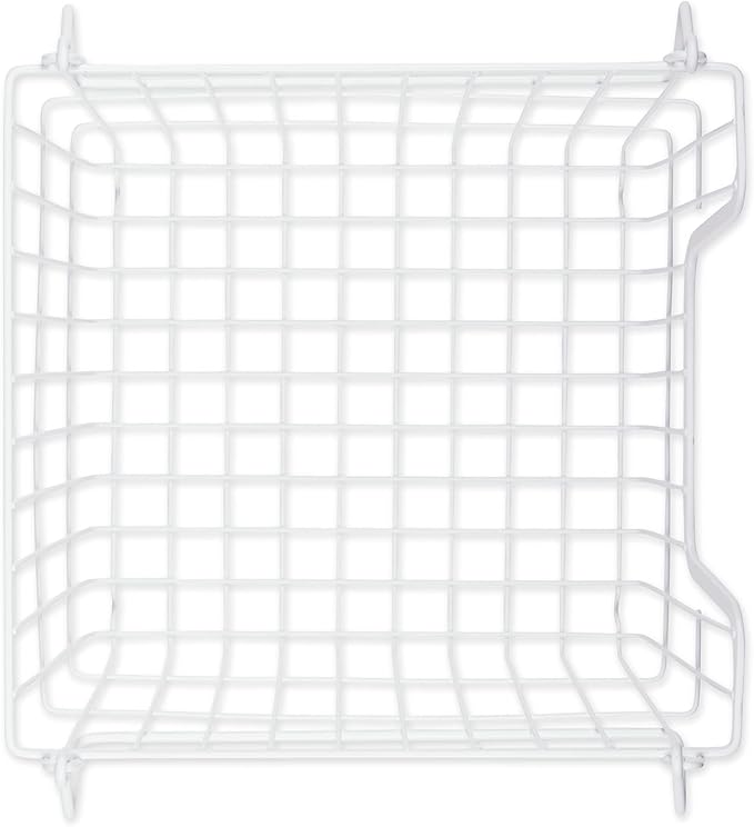 DII Metal Wire Mesh Stackable Utility Storage Bin, Large, 11x11x11, White