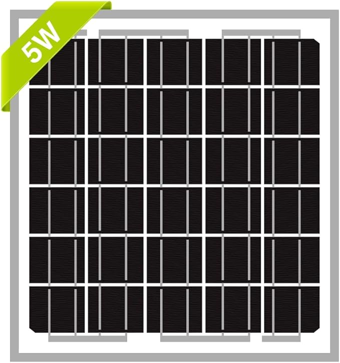 Newpowa 5W(Watts) 12V(Volts) 5W Monocrystalline 10BB Solar Panel Battery Maintainer High-Efficiency PV Module Power for Battery Charging of Boat RV Gate Opener Fences