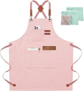 ZOMAO Chef Apron for Women Men with Large Pockets, Cotton Canvas Cross Back Waterproof Work Aprons for Kitchen Cooking Bib