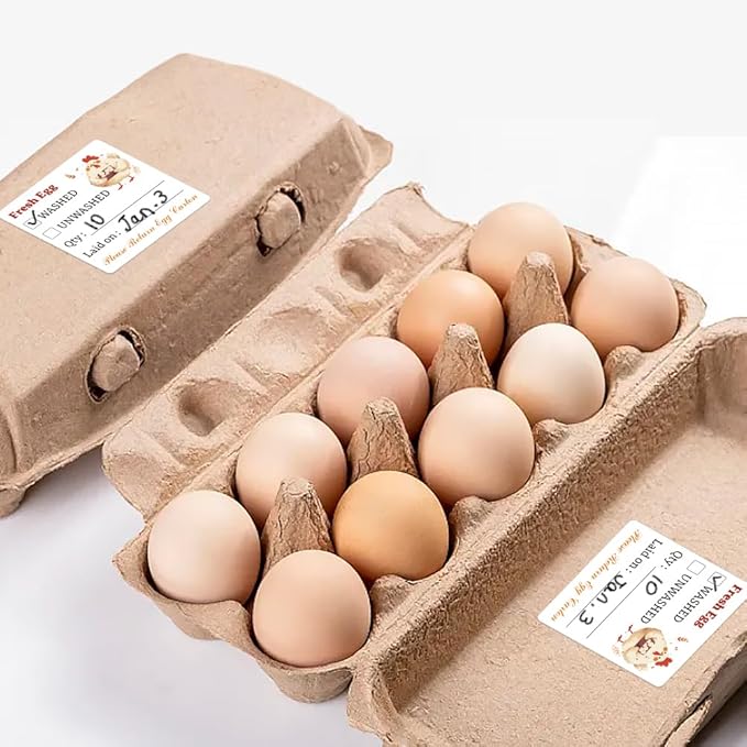 320 Pcs Egg Carton Labels, 2 Inch Square Farm Fresh Lain on Sticker PET Adhesive Egg Packaging Sticker for Box Container Carton Farm Supplies