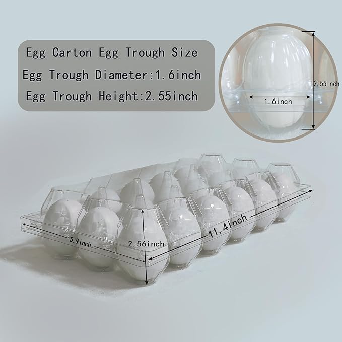 60packs 18-Egg Cartons Cheap Bulk, 3 * 6 extra large Clear plastic egg cartons for Family, Farm, Markets, Display
