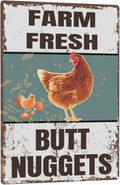 Vintage Metal Signs Chicken Coop Signs "Farm Fresh Butt Nuggets" Signs for Farm Yard Decor, Tin Sign for Home Kitchen Outdoor Decor, 8×12 inch