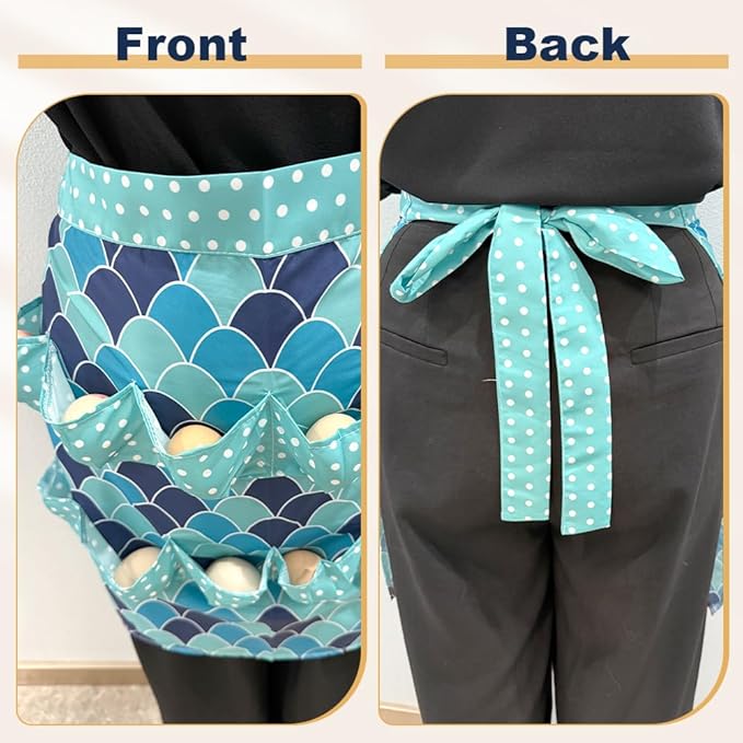 Egg Apron, Egg Collecting Apron with 12 Pockets for Fresh Eggs - Gathering Eggs from Chickens, Ducks, and Geese