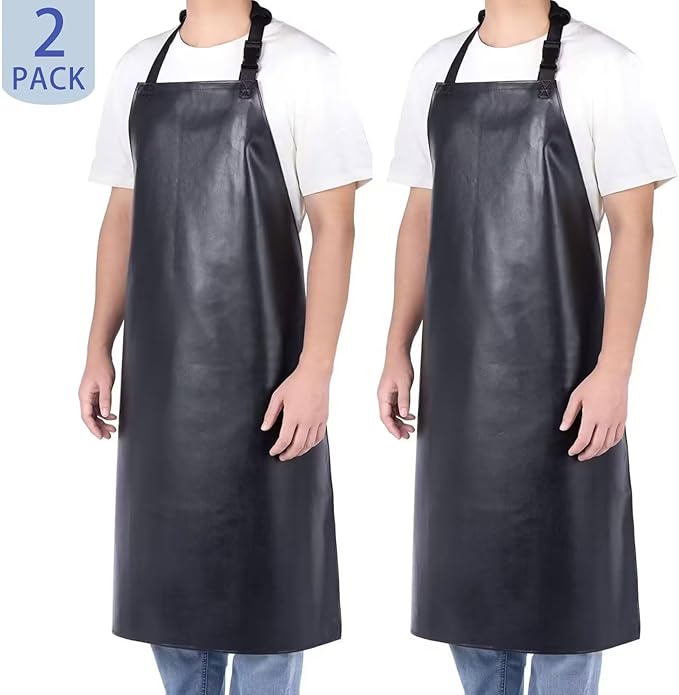 Homsolver Waterproof Rubber Vinyl Apron for Unisex Adult, Adjustable, Lightweight, Chemical Resistant Extra Long Work Apron
