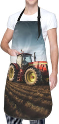 Tractor Farm Waterproof Apron With 2 Pockets Adjustable Cute Kitchen Aprons Bibs For Women Men Kitchen Garden Decor