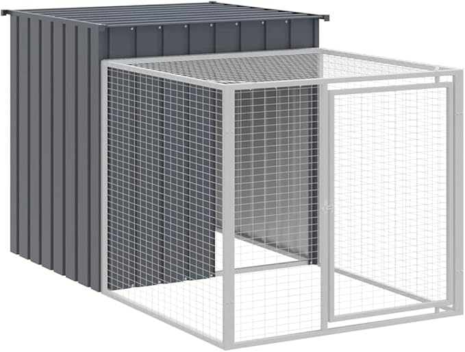 Chicken Cage with Run Anthracite Galvanized Steel 79.1"x43.3"x43.3" Large Walk-in Poultry Coop for Backyard Farm Outdoor Cat Enclosure & Homestead Use