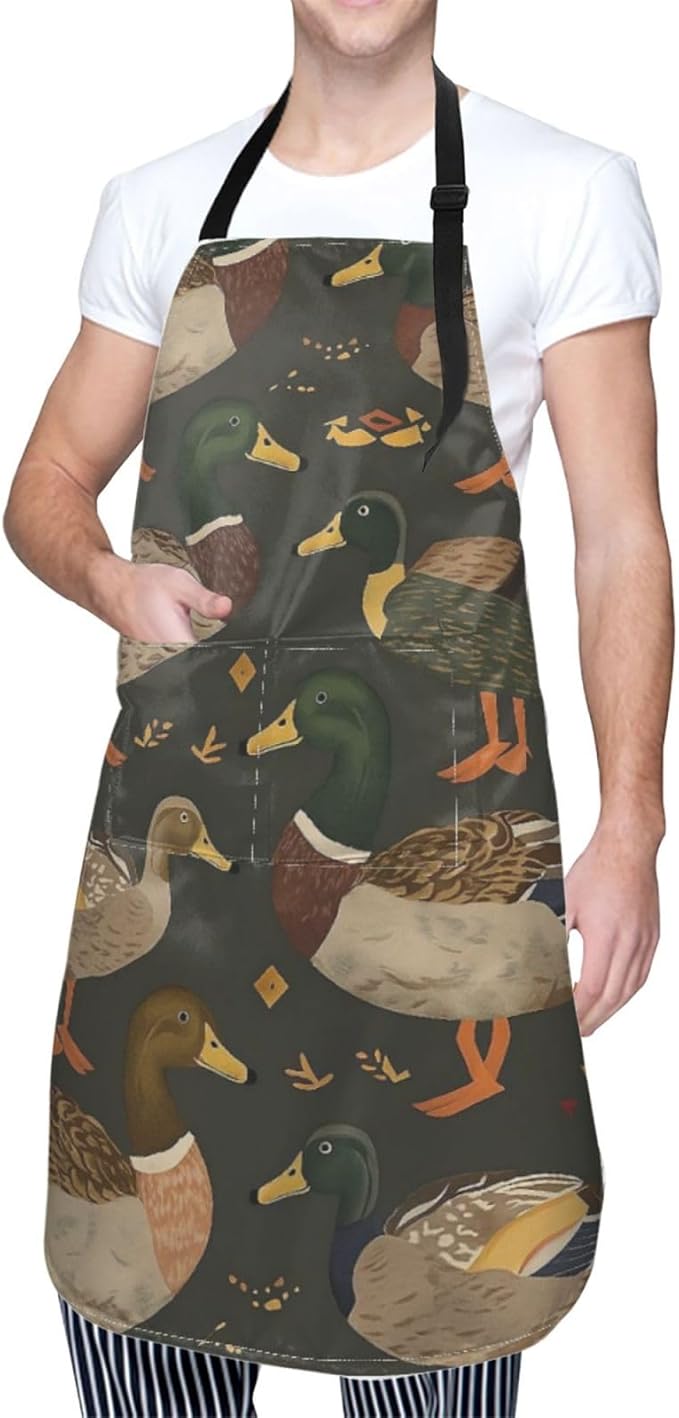 Serene Swan In Stream Adjustable Waterproof Apron Work Cooking Apron With Pockets For Men Women