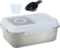 Saim Rice Containers - Stainless Steel Flour Storage Container with Silicone Airtight Lid and Scoop, Measuring Cup/Portable Rice Dispenser for Dry Beans, Oatmeal and Grains (15 Lbs)