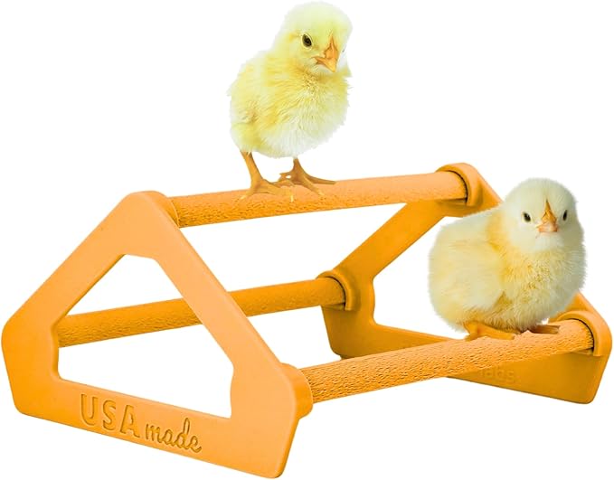 Roosting Perch for Baby Chickens, Chick Brooder Coop Training Toy Accessory, Easy Click Together Assembly, Durable Plastic, Mix and Match Colors, USA Made (Orange, 1 Pack)