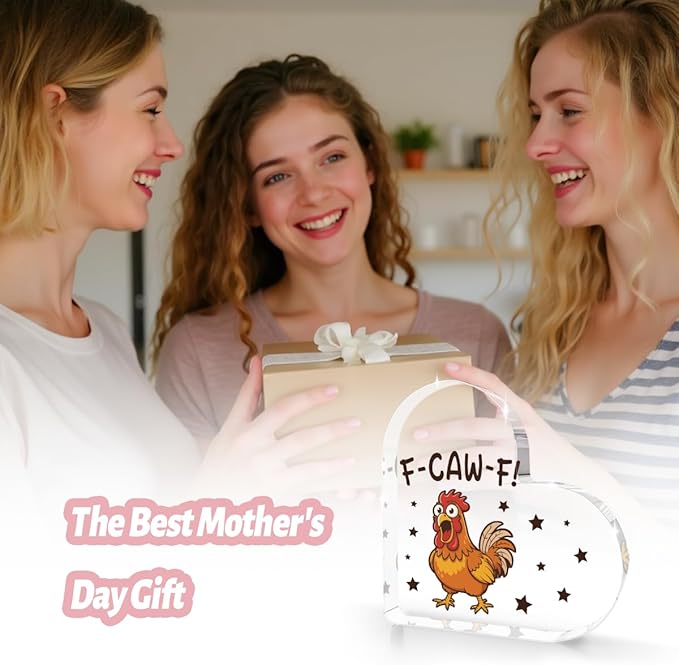 Funny Ornaments for Adults, Screaming F-Caw-F Chicken Ornaments Acrylic Decorations, Funny White Elephant Gag Gifts,Unique for Adults,Women,Chicken Gifts for Lovers