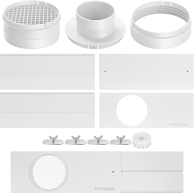 VIVOSUN Window Vent Kit, Portable AC Window Seal Kit, Fit with 4”/6” Ducting & 5.9” Hose for Sliding Window, Adjustable AC Vent Kit for Duct Fans, Air Conditioner, Dryer
