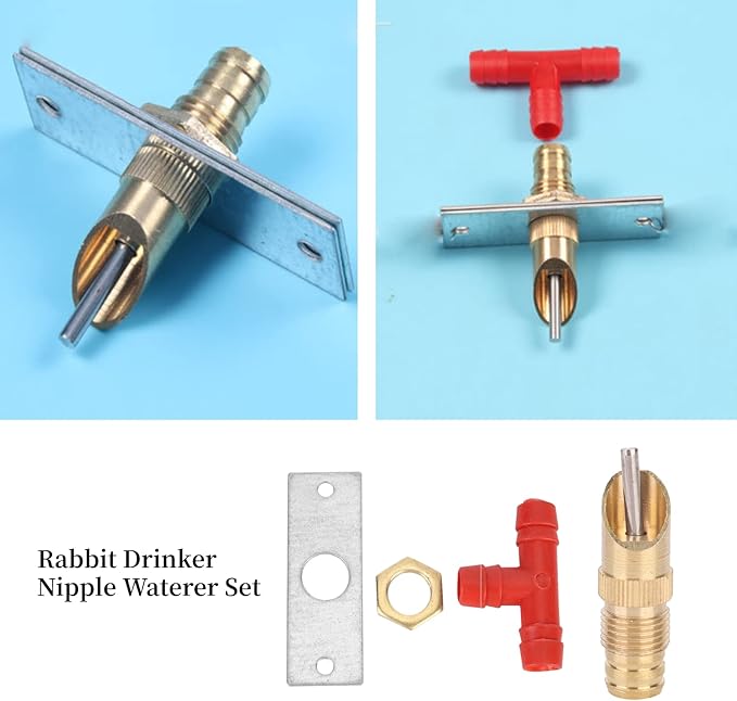 AUNMAS 10Pcs Rabbit Drinker Nipple Waterer Set Automatic 360 Degree Stainless Steel Nipples Cage Accessories Drinking Water Tool for Rabbits, Chickens, Ducks, Birds, Quails