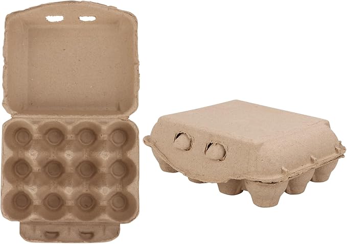 30 Pack Vintage Egg Cartons - Natural Pulp, Holds Twelve 12 Count Chicken Eggs, Sturdy Design Made from Recycled Cardboard