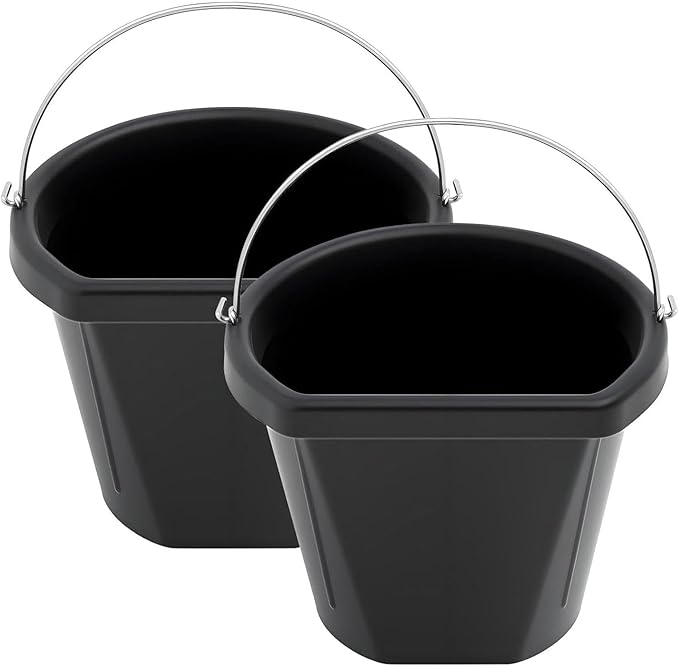 Horse Feed Bucket Water Bowl Multipurpose Storage Bin with Handle Utility Bucket Rubber Feeder for Outdoor Farm Pasture Ranch
