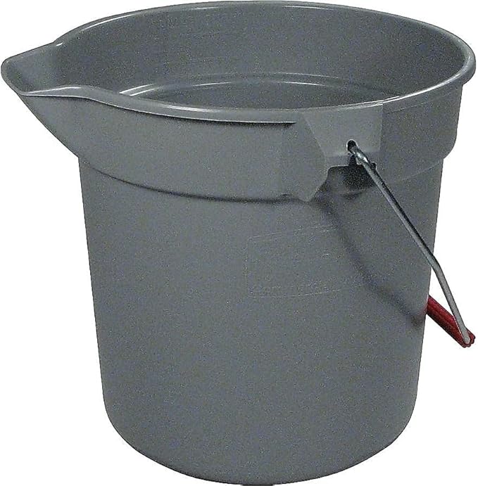 Rubbermaid 296300GY 10 Quart Plastic Utility Pail, 10 1/2 Diameter x 10 1/4h, Gray Plastic