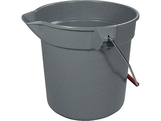 Rubbermaid Commercial Products Brute Heavy-Duty Round Bucket 10-Quart/2.5 Gallon Gray Corrosive-Resistant Pail with Handle for Professional/Janitorial Cleaning and Material Transport