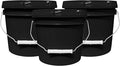 1-Gallon Bucket with Airtight Lid – Made in USA, Food Grade BPA Free Plastic, Heavy Duty Multi-Use, Metal Handle with Grip, Stackable Storage – Black, 3 Pack