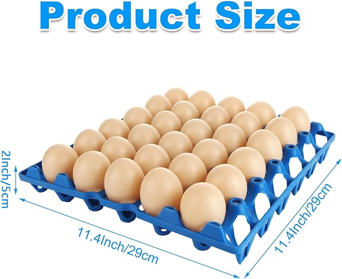 12PCS Plastic Egg Trays Egg Crates, Stackable Eggs Cartons Egg Flats, Each Holds 30 Eggs for Packing, Storage, Shipping (Blue)