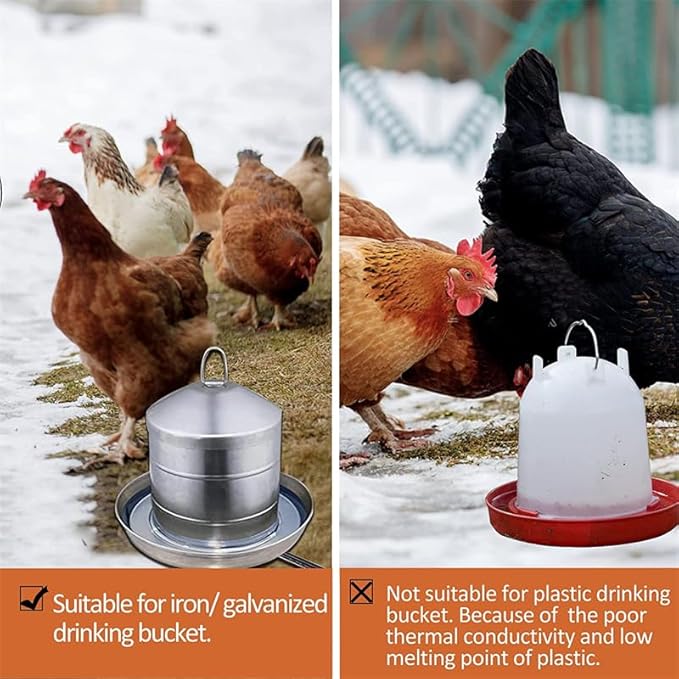 Chicken Water Heater 13'' Chicken Drinker Heated Base for Metal Poultry Founts Poultry Water Heater Base for Chicken Turkey Goose Duck Pigeon Drinker in Winter
