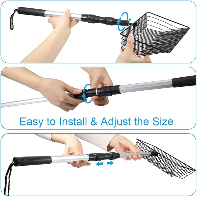 2 Pack Large Chicken Poop Scooper, Stretchable Litter Scooper for Chicken(22.4 to 42 Inch), 10 Inch Detachable Heavy Duty Poop Shovel for Chicken Coop Accessories