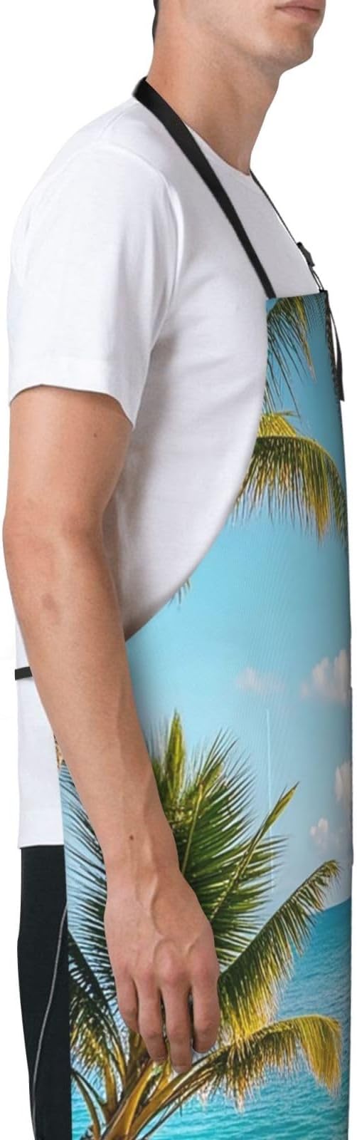 Waterproof Apron Adjustable Bib for Women Men Vintage Nautical White Ship Cooking Aprons Chef Bibs with 2 Pocket