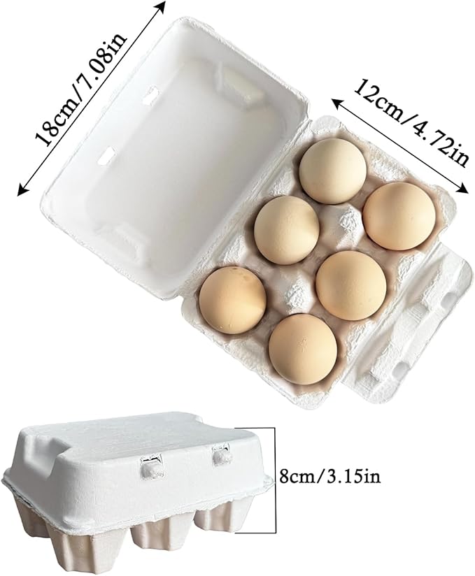 Farm Fresh Egg Cartons, White, 6-Cavity Jumbo Size for Duck and Turkey Eggs, Blank Top for Custom Labels, Commercial and Home Use (50)