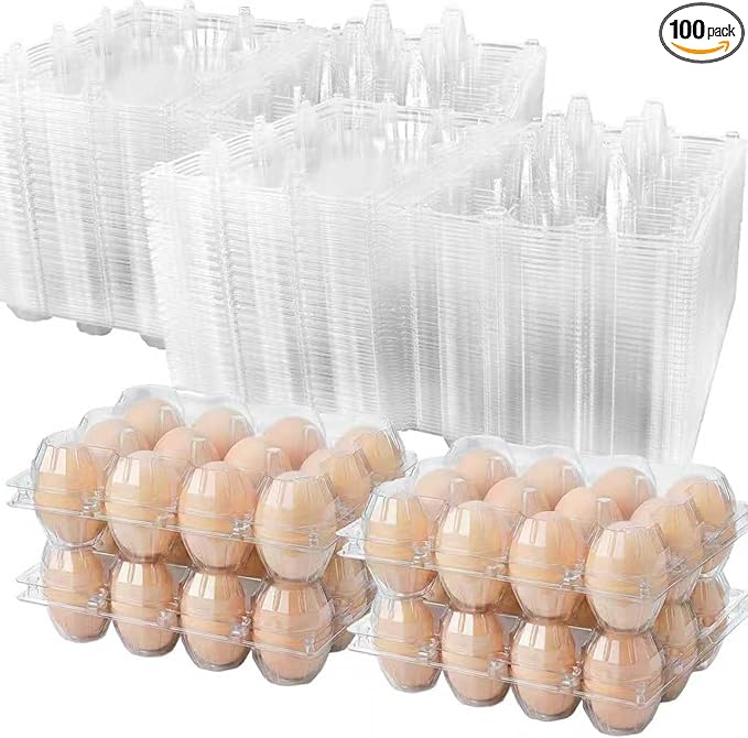 100 Pack 12 Count Plastic Egg Carton – Bulk Cheap Clear Reusable Egg Cartons | Plastic Egg Cartons, Clear Egg Carton, Egg Cartons Bulk, Eggs 12 Count，egg storage for refrigerator.