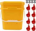GLOGLOW Automatic Chicken Waterer Bowl, Durable Plastic with Gravity System, 12L Drinker for Chickens, Ducks and Other Poultry (Bucket + Conjoined Red Bird Bowl+ Black Screws)