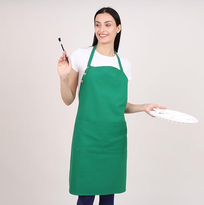 Kitchen Apron Cotton Waterdrop Resistant with adjustable Aprons for Women with Pockets 9 Color option Cooking